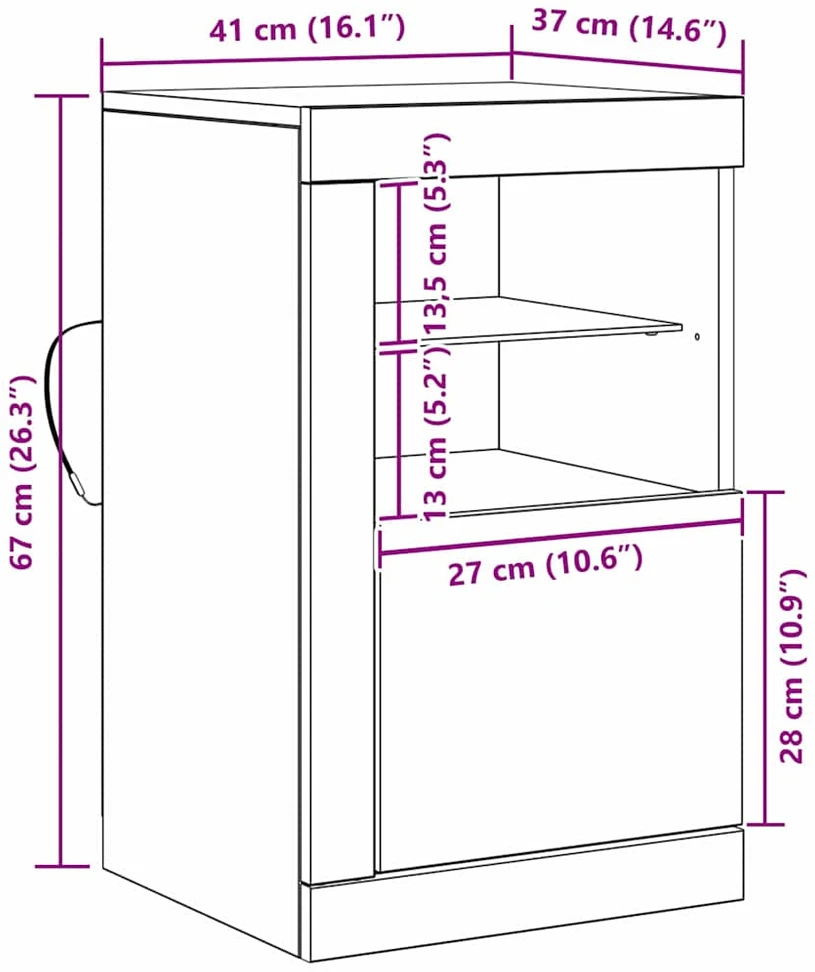 LED Bufetas 2 vnt. 41 x 37 x 67 cm Apdirbta mediena Senas medis