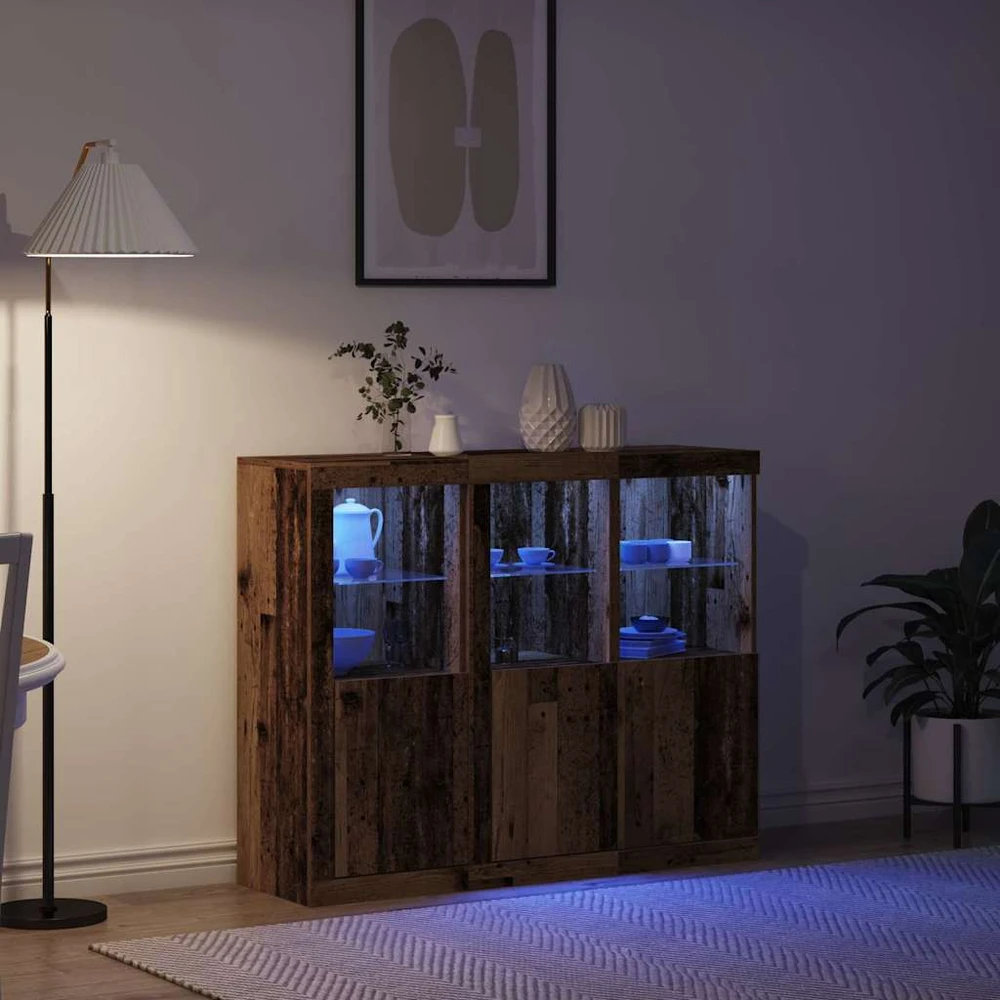LED Bufetas 3 vnt. Senas medis 123 x 37 x 100 cm