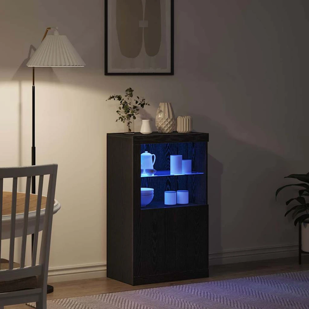 LED Bufetas 60,5 x 37 x 100 cm Apdirbta mediena Juodas ąžuolas