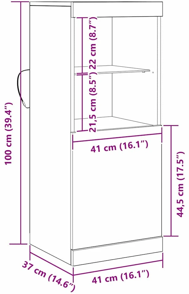 LED Bufetas Amatininkų ąžuolas 41 x 37 x 100 cm
