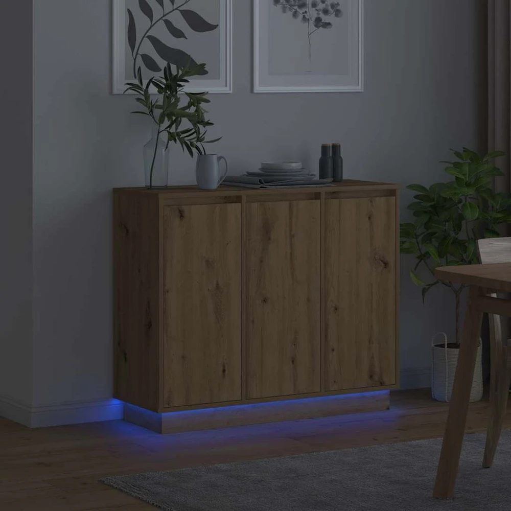 LED Bufetas Amatininkų ąžuolas 90 x 32 x 75 cm Apdirbta mediena