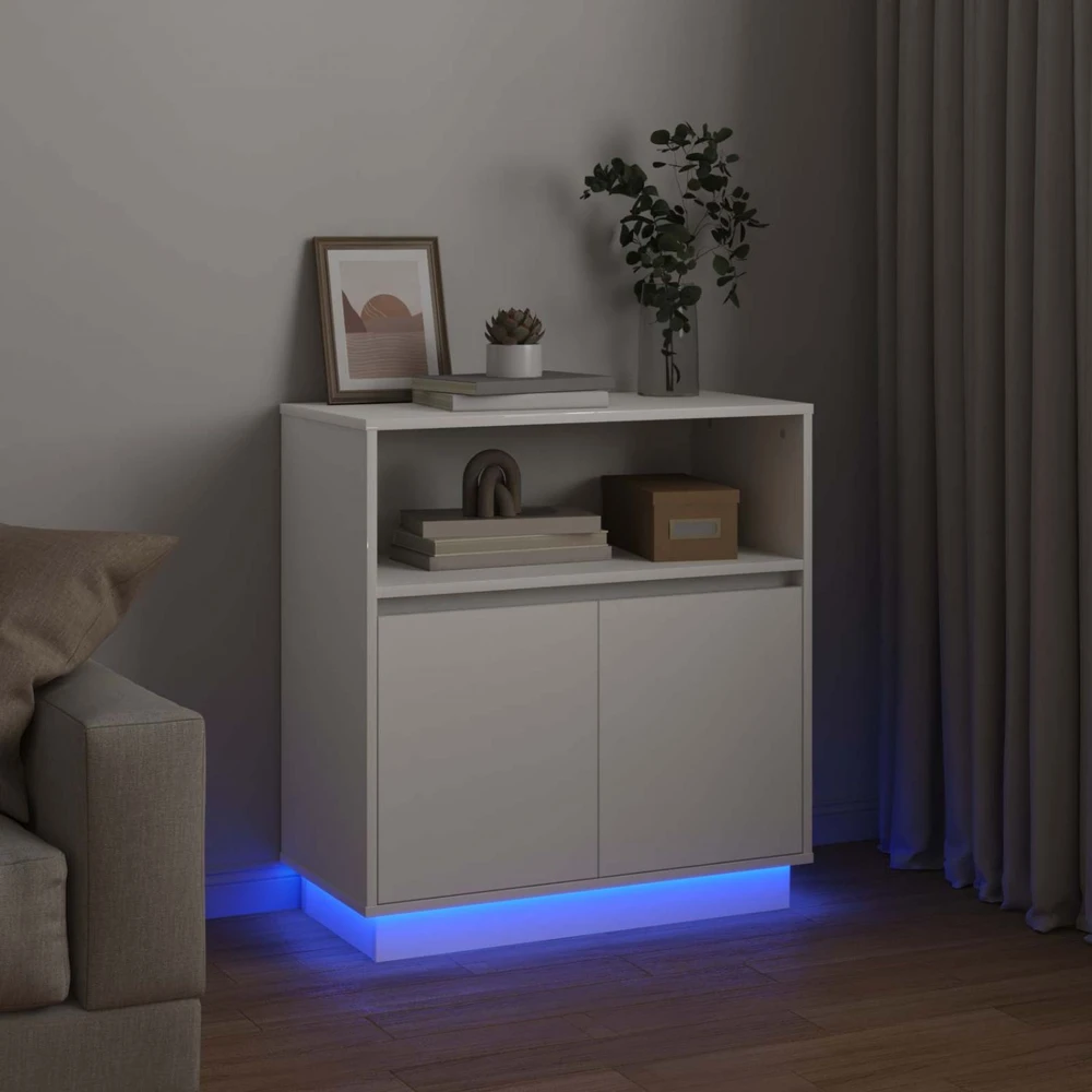LED Bufetas Balta 71 x 34,5 x 75 cm Apdirbta mediena