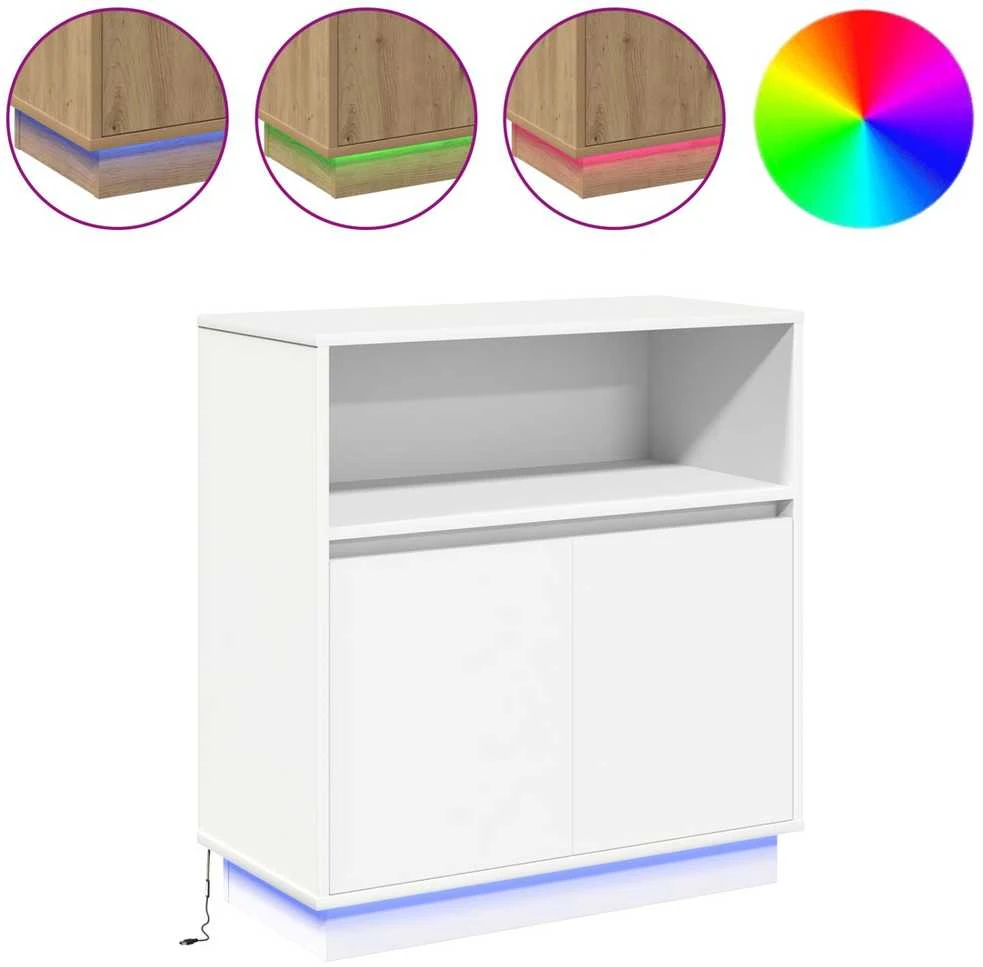 LED Bufetas Balta 71 x 34,5 x 75 cm Apdirbta mediena