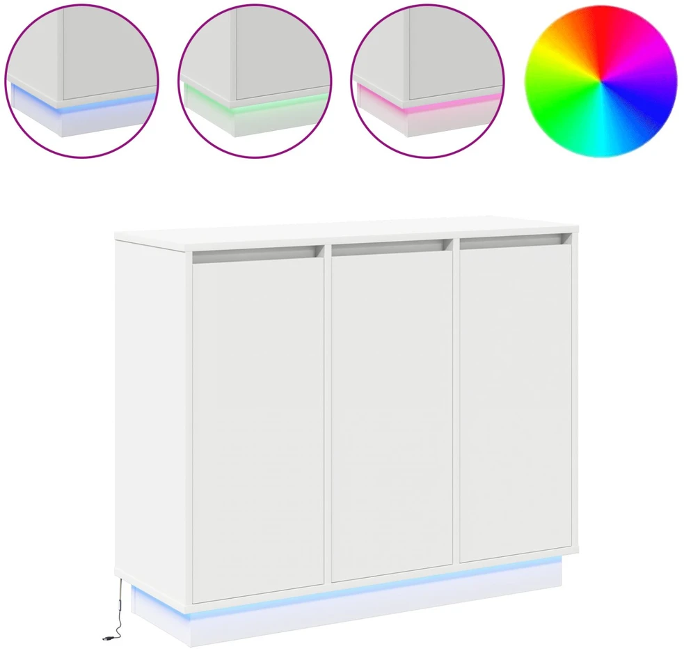 LED Bufetas Balta 90 x 32 x 75 cm Apdirbta mediena