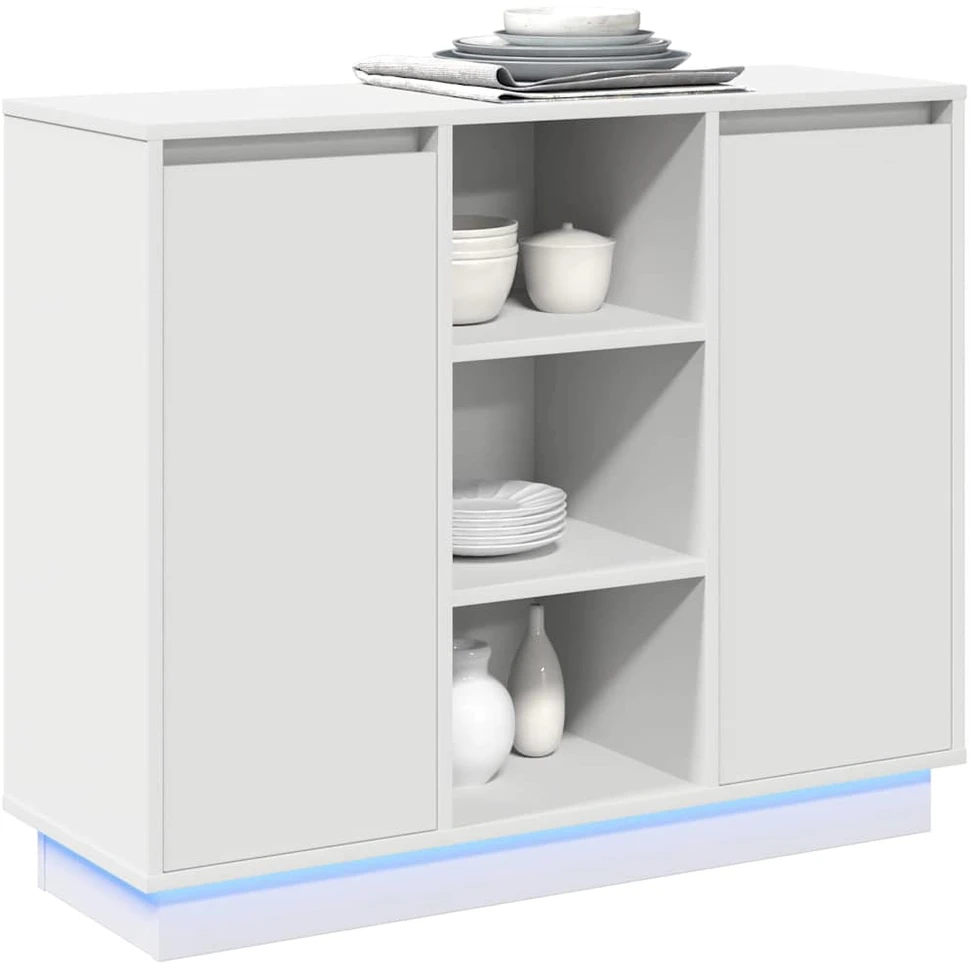 LED Bufetas Balta 90 x 32 x 75 cm Apdirbta mediena
