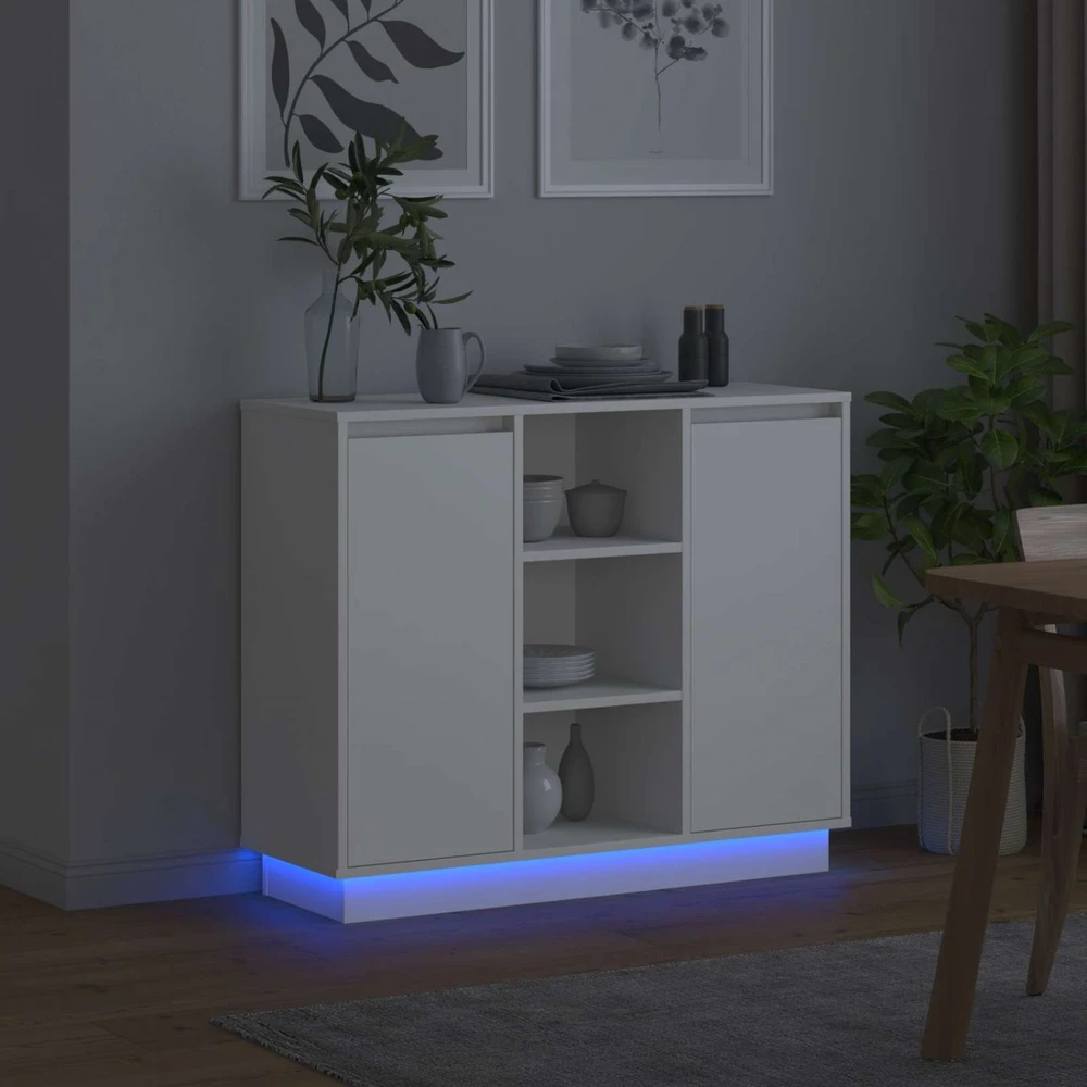 LED Bufetas Balta 90 x 32 x 75 cm Apdirbta mediena