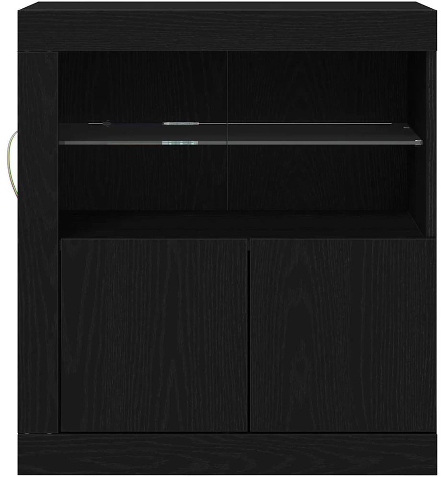 LED Bufetas Juoda 60,5 x 37 x 67 cm Apdirbta mediena