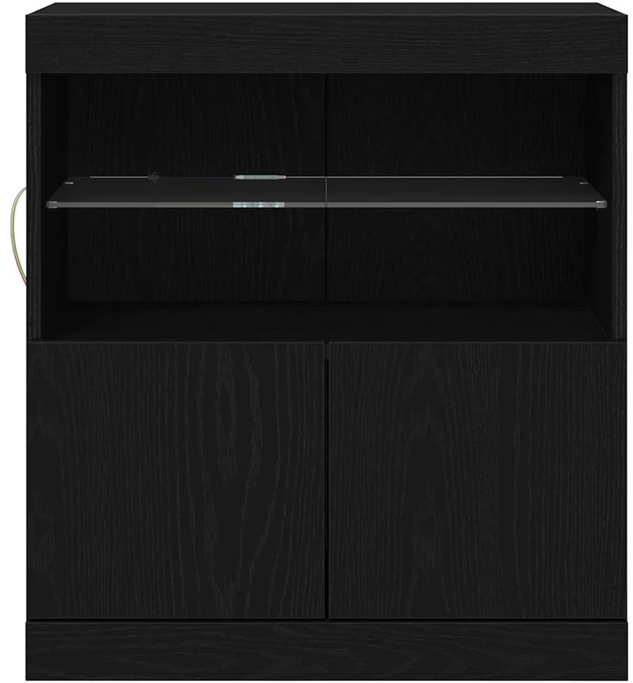 LED Bufetas Juoda 60,5 x 37 x 67 cm Apdirbta mediena