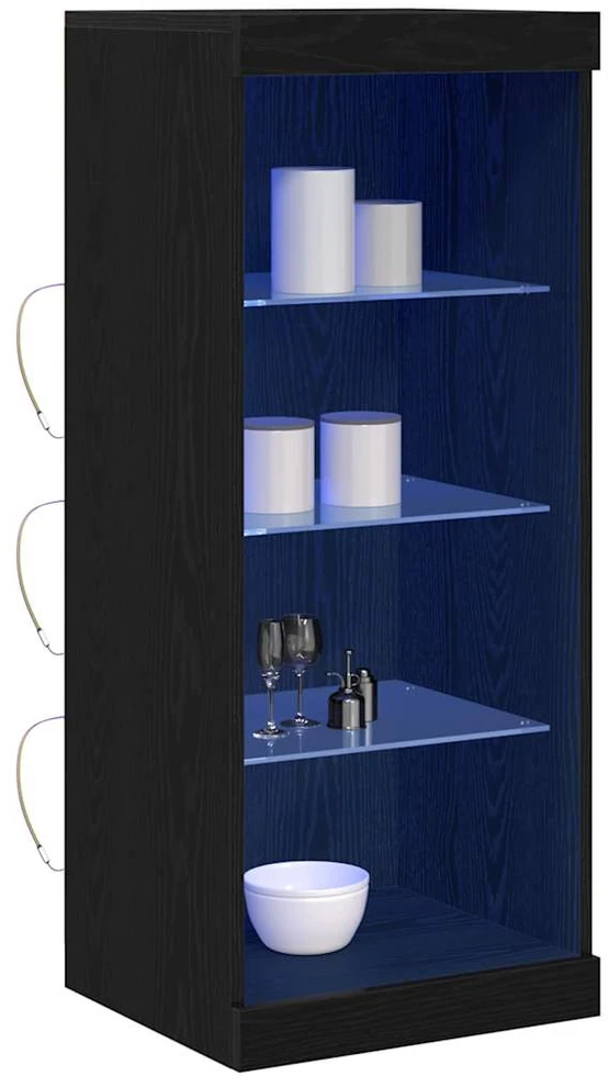 LED Bufetas Juodas ąžuolas 41 x 37 x 100 cm Apdirbta mediena