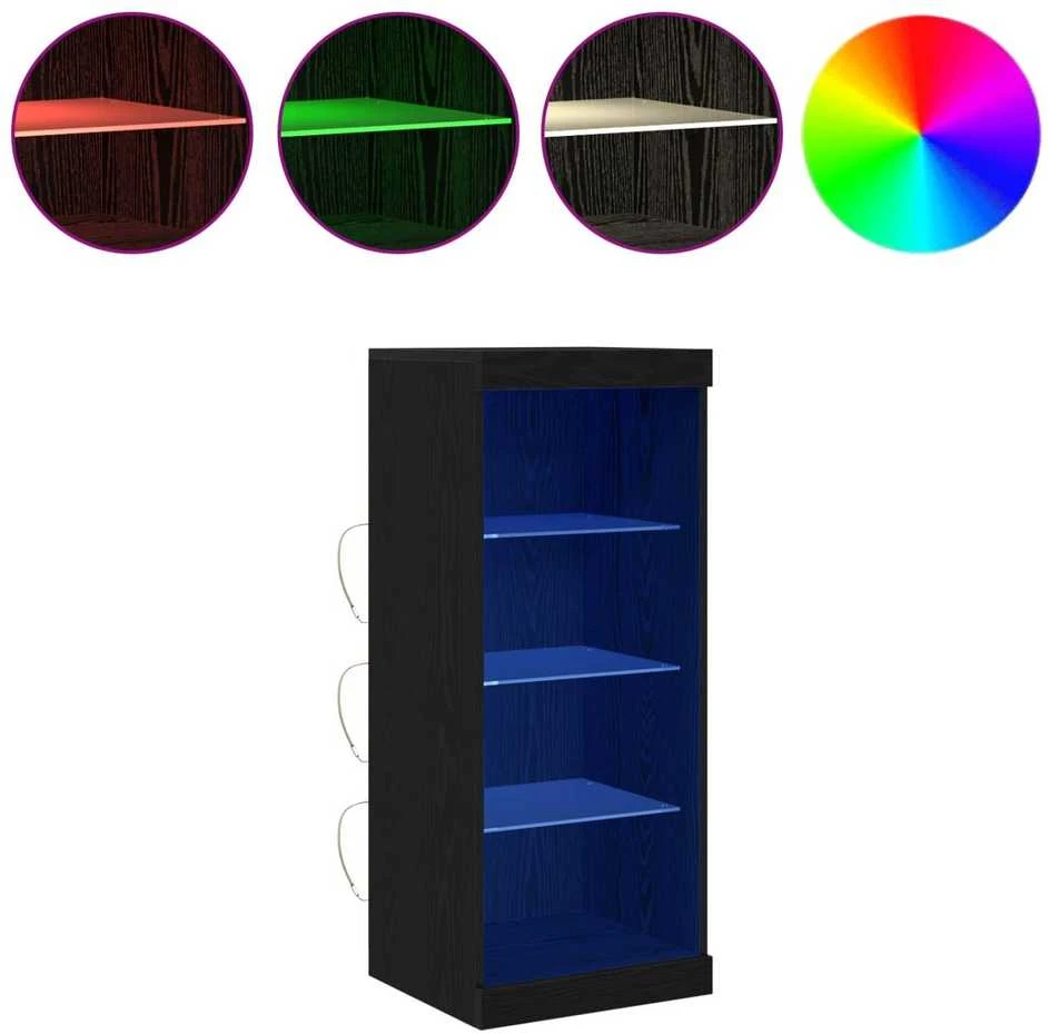 LED Bufetas Juodas ąžuolas 41 x 37 x 100 cm Apdirbta mediena