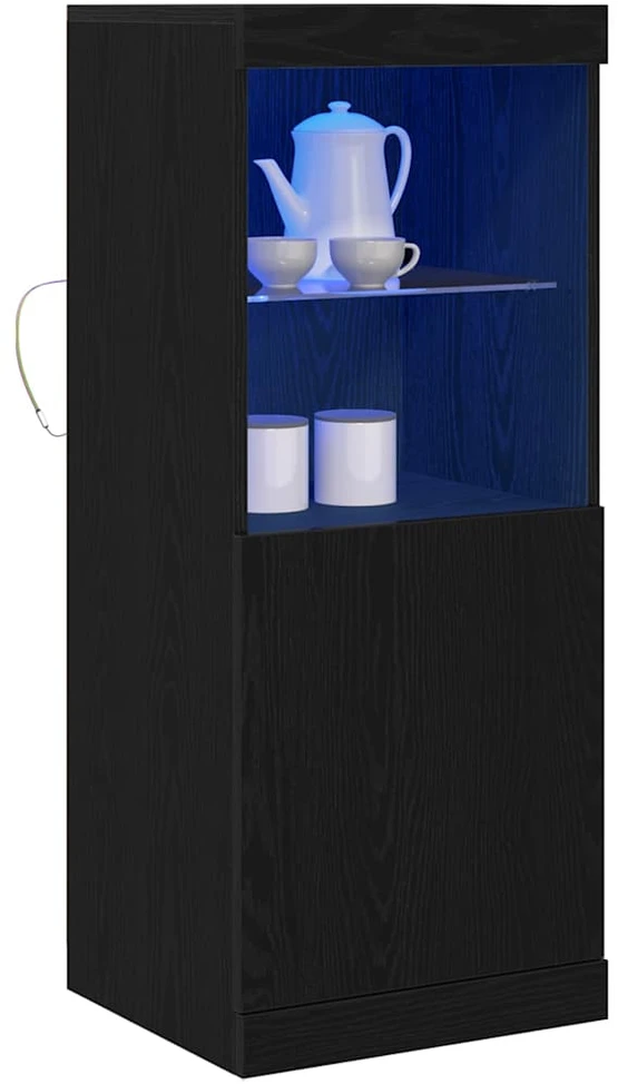 LED Bufetas Juodas ąžuolas 41 x 37 x 100 cm Apdirbta mediena