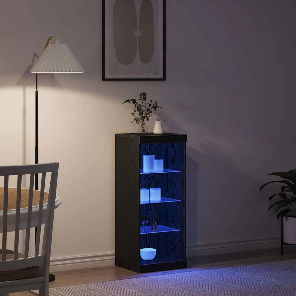 LED Bufetas Juodas ąžuolas 41 x 37 x 100 cm Apdirbta mediena