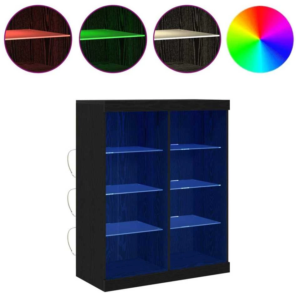 LED Bufetas Juodojo ąžuolo 81 x 37 x 100 cm Apdirbta mediena