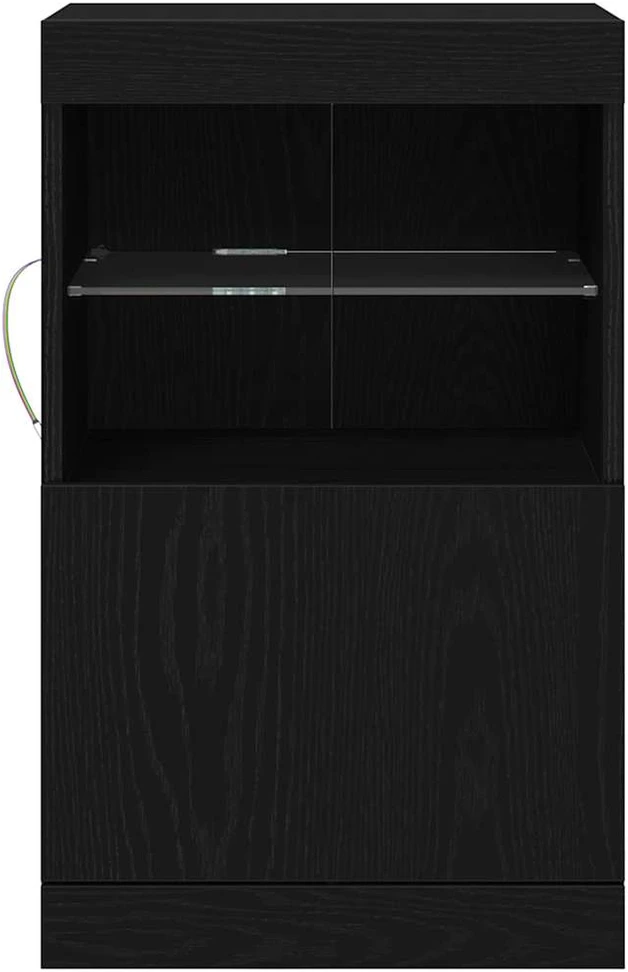 LED Bufetas Juodas ąžuolas 41 x 37 x 67 cm Apdirbta mediena