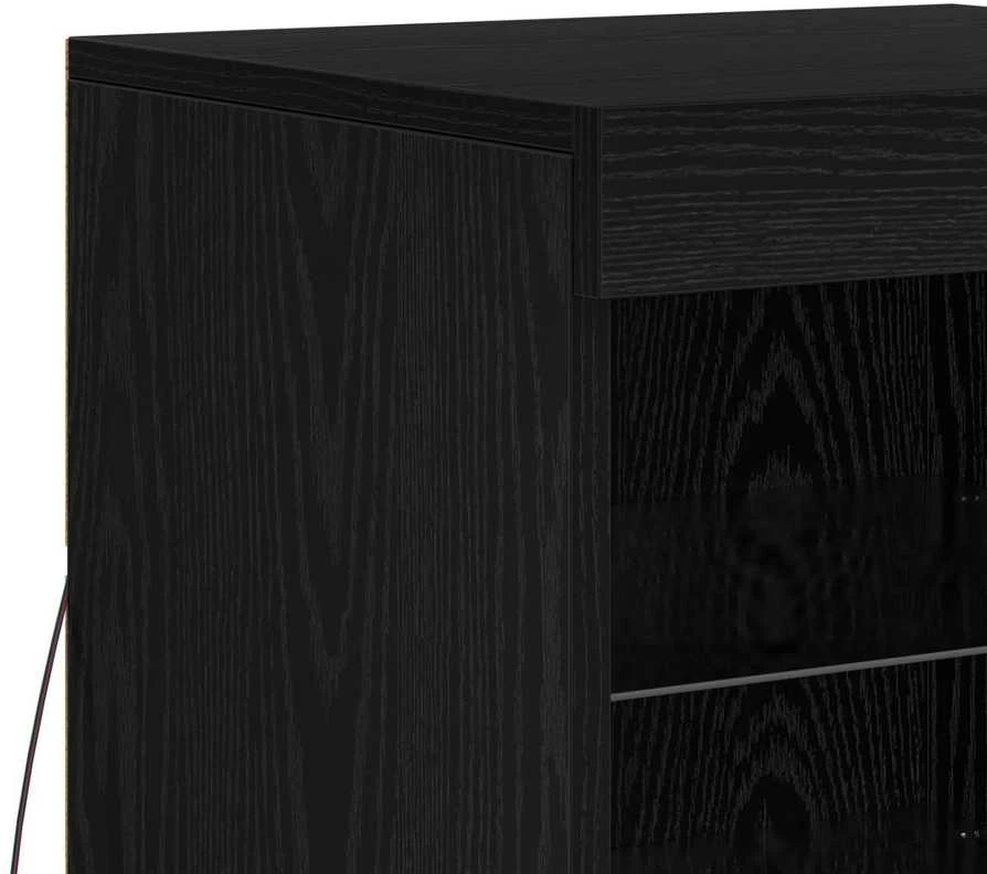 LED Bufetas Juodas ąžuolas 41 x 37 x 67 cm Apdirbta mediena