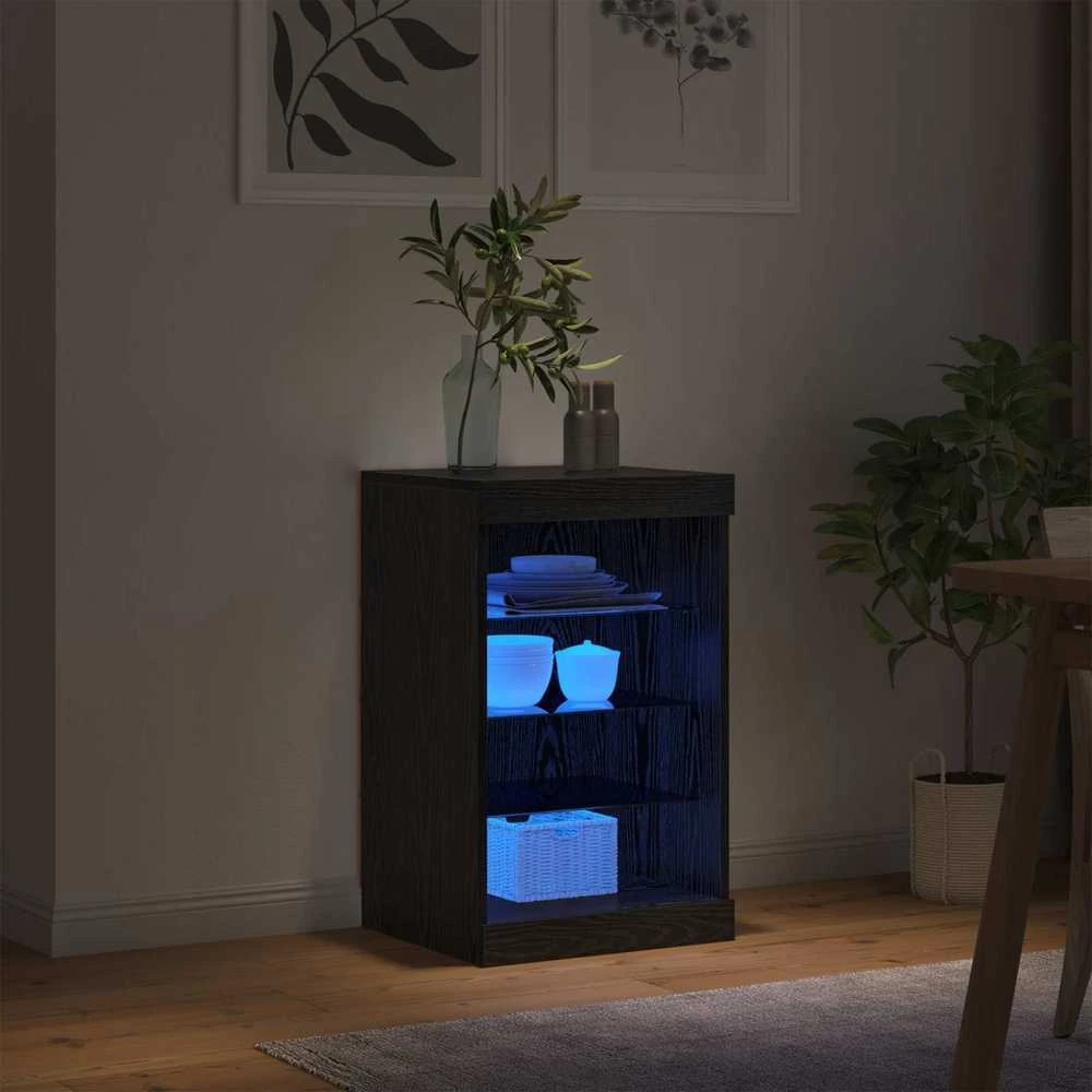 LED Bufetas Juodas ąžuolas 41 x 37 x 67 cm Apdirbta mediena