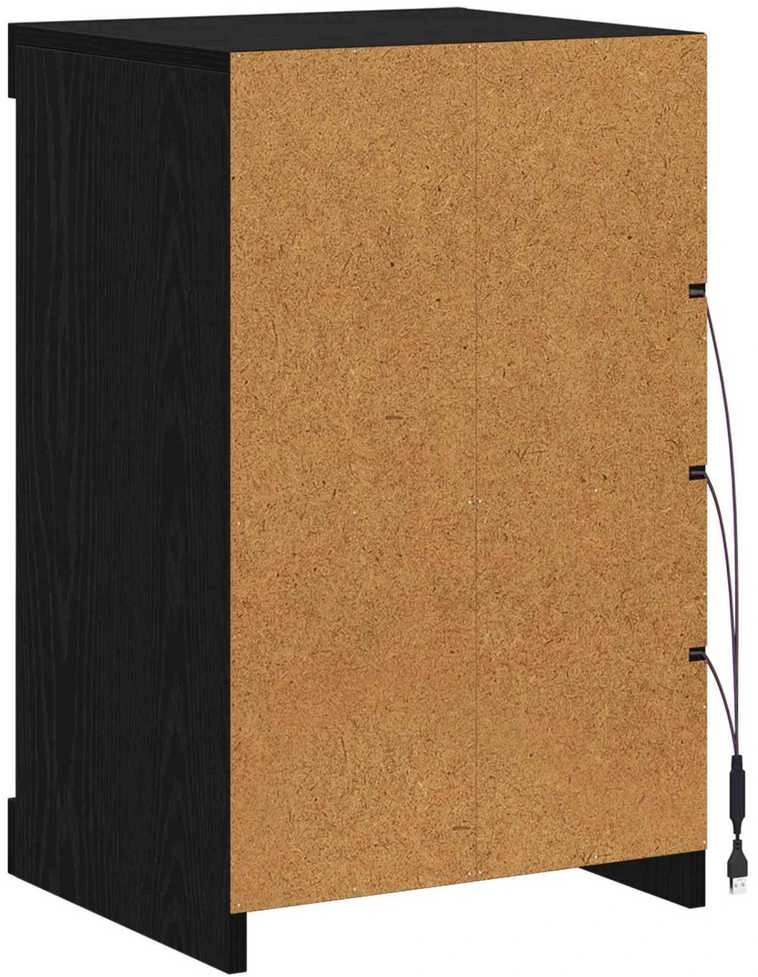 LED Bufetas Juodas ąžuolas 41 x 37 x 67 cm Apdirbta mediena