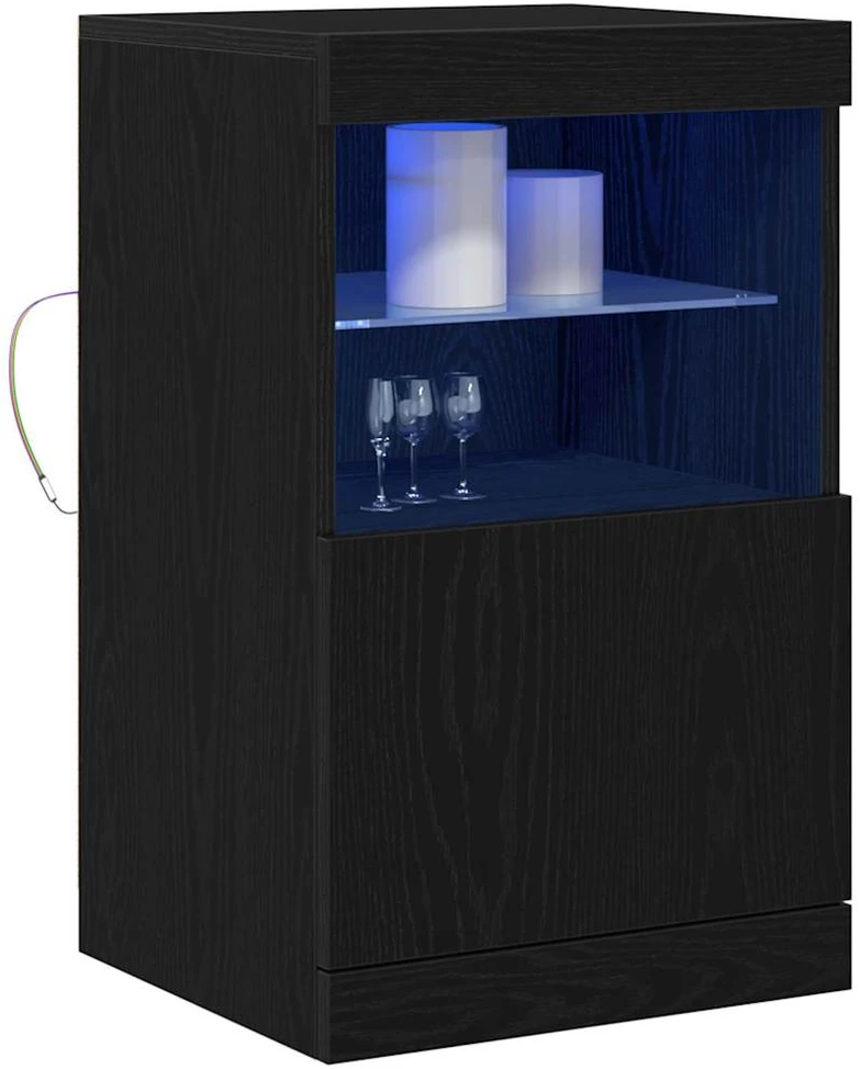 LED Bufetas Juodas ąžuolas 41 x 37 x 67 cm Apdirbta mediena