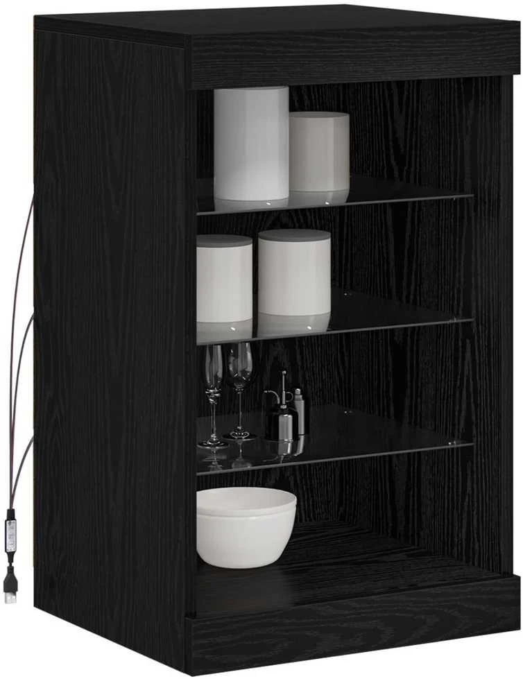 LED Bufetas Juodas ąžuolas 41 x 37 x 67 cm Apdirbta mediena