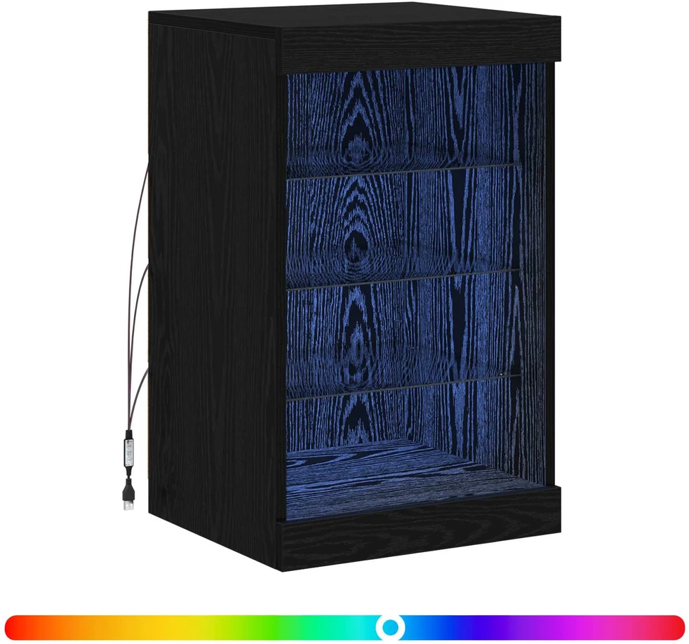 LED Bufetas Juodas ąžuolas 41 x 37 x 67 cm Apdirbta mediena