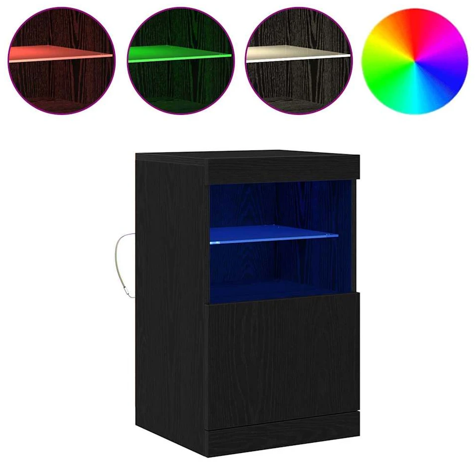 LED Bufetas Juodas ąžuolas 41 x 37 x 67 cm Apdirbta mediena