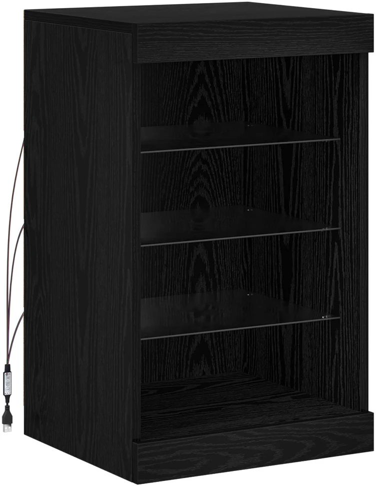 LED Bufetas Juodas ąžuolas 41 x 37 x 67 cm Apdirbta mediena