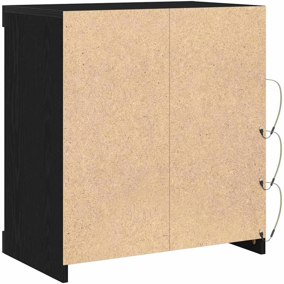 LED Bufetas Juodas ąžuolas 60,5 x 37 x 67 cm Apdirbta mediena
