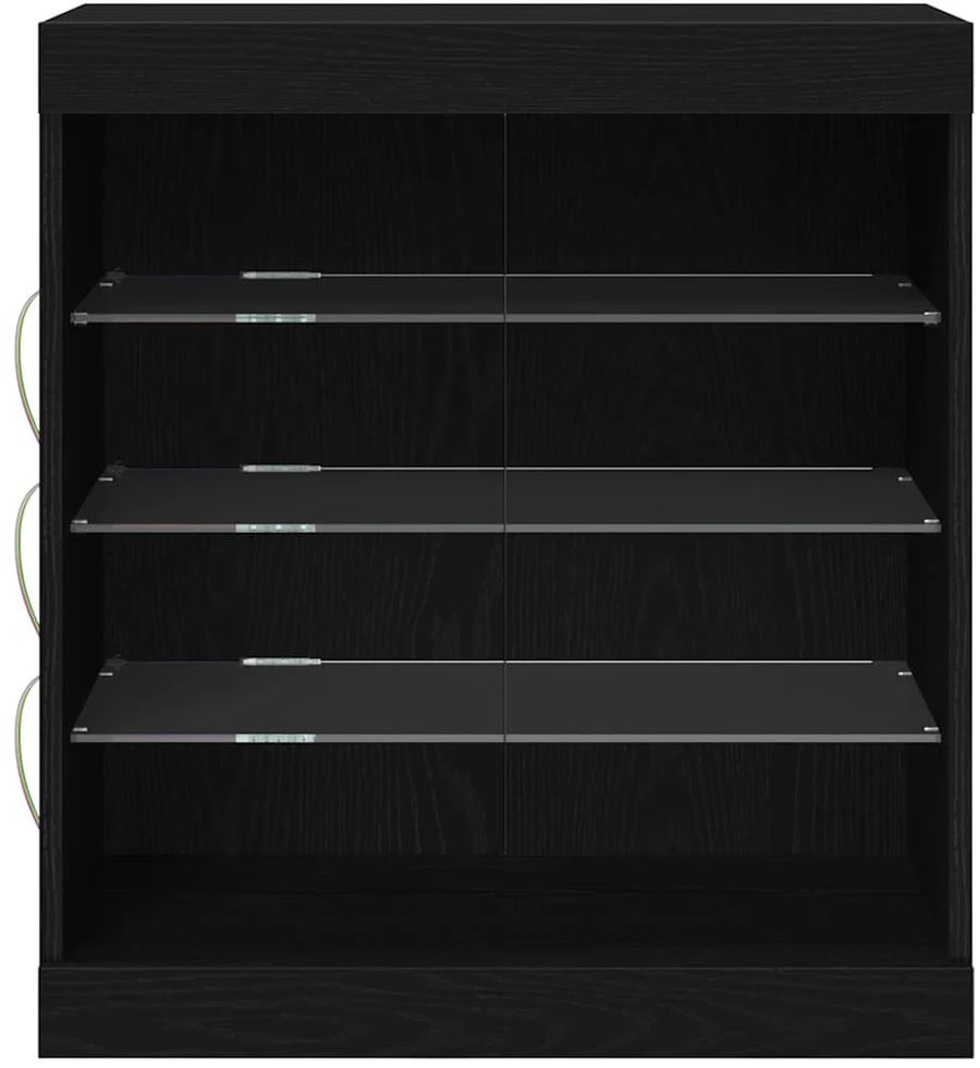 LED Bufetas Juodas ąžuolas 60,5 x 37 x 67 cm Apdirbta mediena