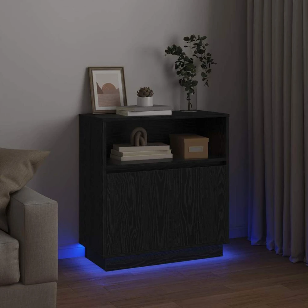 LED Bufetas Juodas ąžuolas 71 x 34,5 x 75 cm Apdirbta mediena