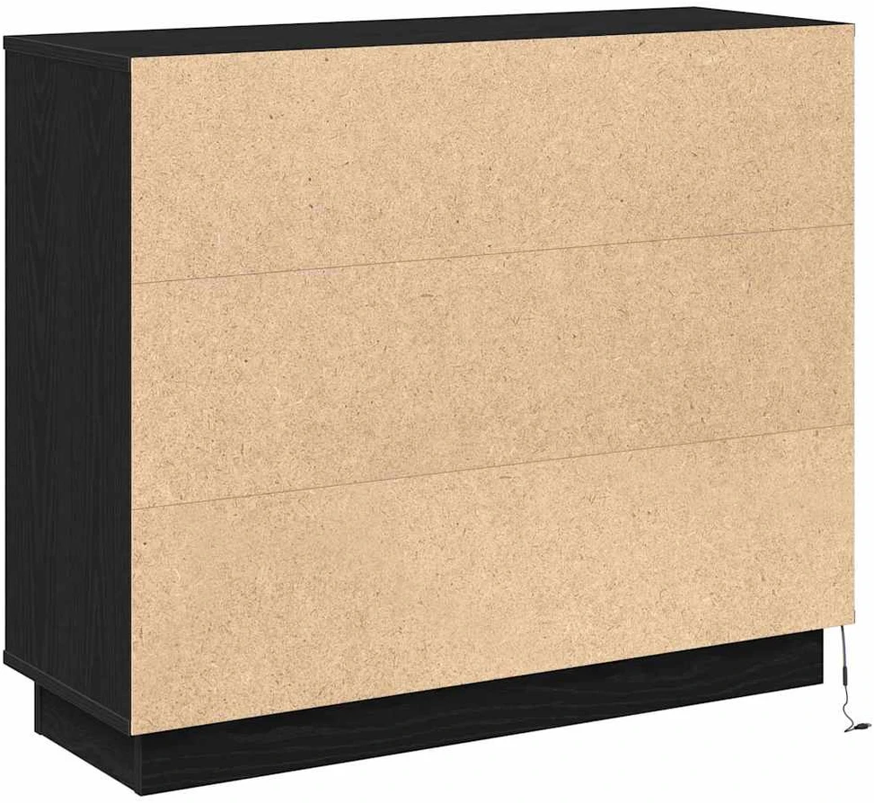 LED Bufetas Juodas ąžuolas 90 x 32 x 75 cm Apdirbta mediena