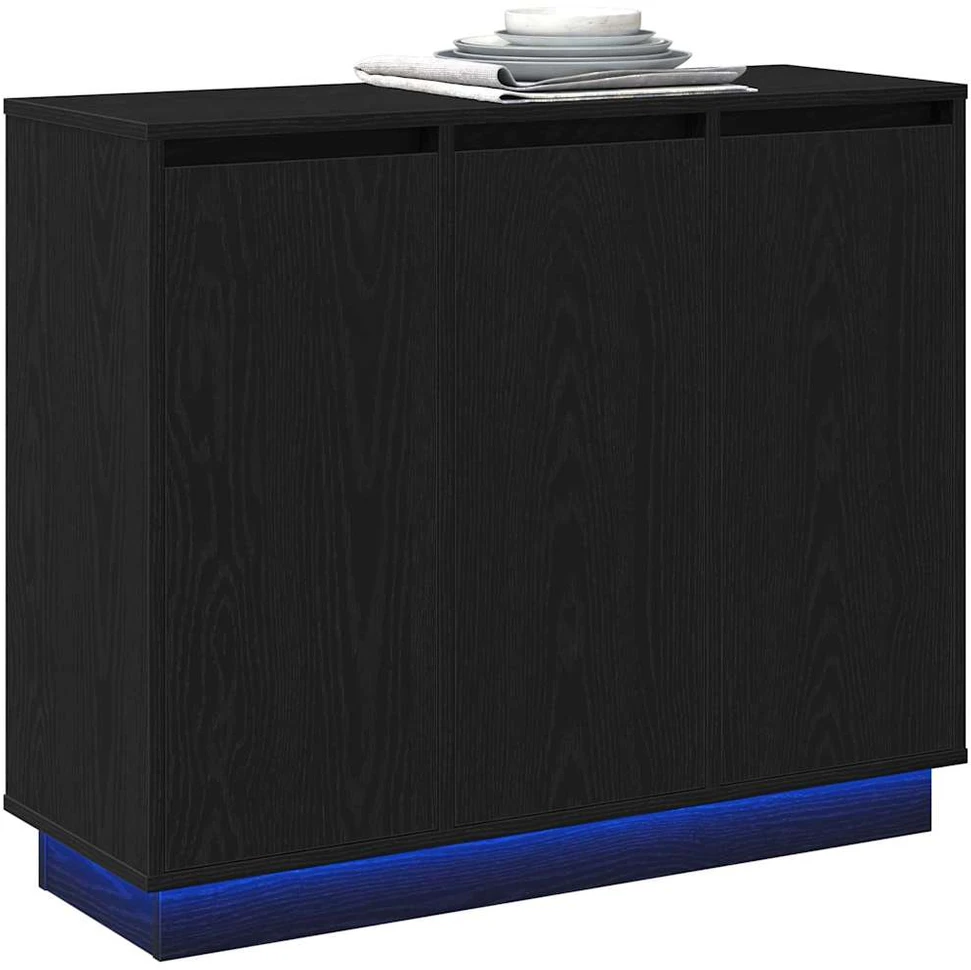 LED Bufetas Juodas ąžuolas 90 x 32 x 75 cm Apdirbta mediena