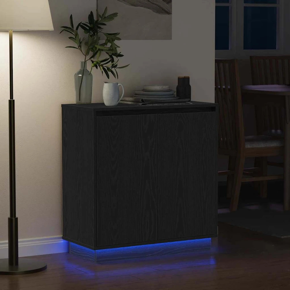 LED Bufetas Juodojo ąžuolo 71 x 34,5 x 75 cm Apdirbta mediena