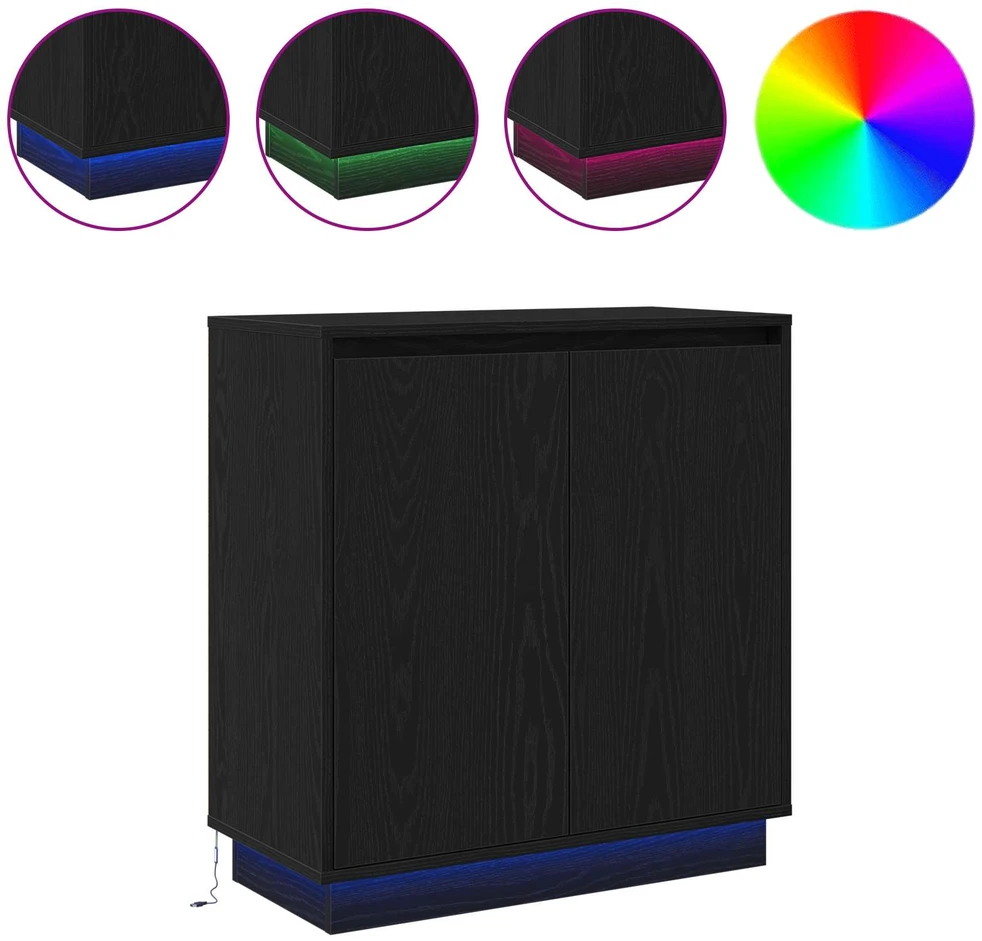 LED Bufetas Juodojo ąžuolo 71 x 34,5 x 75 cm Apdirbta mediena