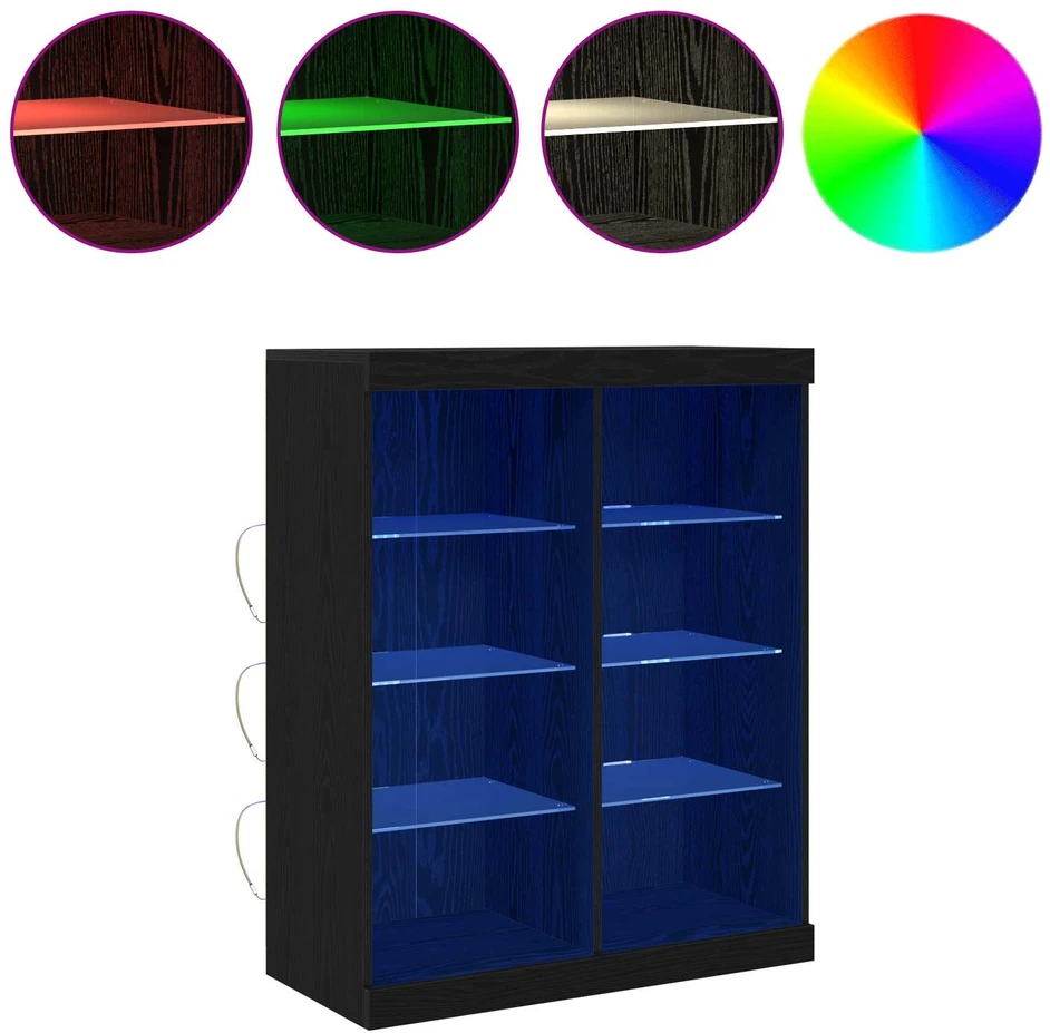 LED Bufetas Juodojo ąžuolo 81 x 37 x 100 cm Apdirbta mediena