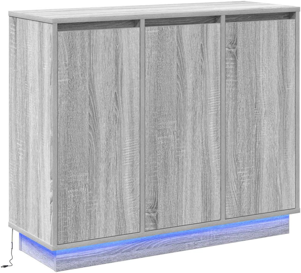 LED Bufetas Pilkas Sonoma 90 x 32 x 75 cm Apdirbta mediena