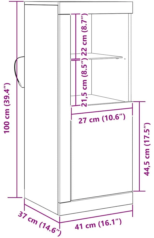 LED Bufetas Ruda 41 x 37 x 100 cm Apdirbta mediena