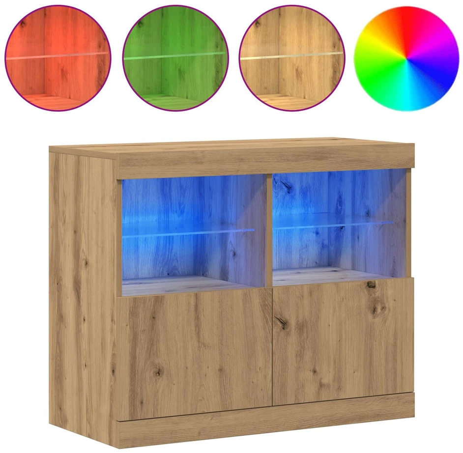 LED Bufetas Ruda 81 x 37 x 66,5 cm Apdirbta mediena