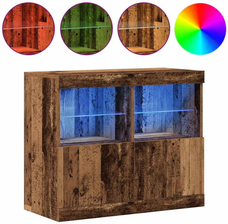 LED Bufetas Ruda 81 x 37 x 66,5 cm Apdirbta mediena
