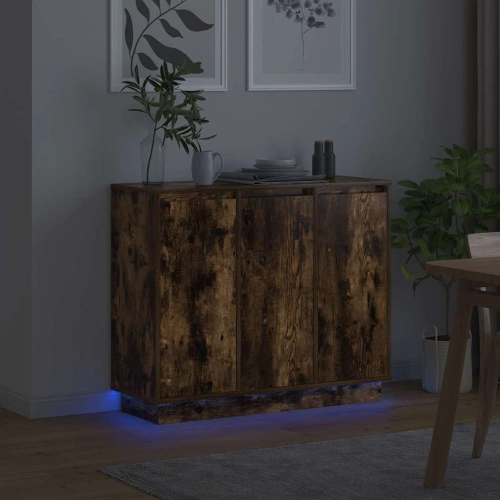 LED Bufetas Rūkyta ąžuolas 90 x 32 x 75 cm Apdirbta mediena