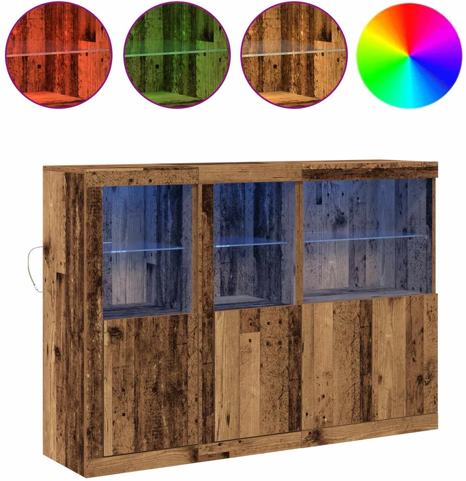LED Bufetas Senas medis 142,5 x 37 x 100 cm Apdirbta mediena