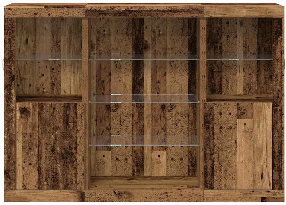 LED Bufetas Senas medis 142,5 x 37 x 100 cm Apdirbta mediena