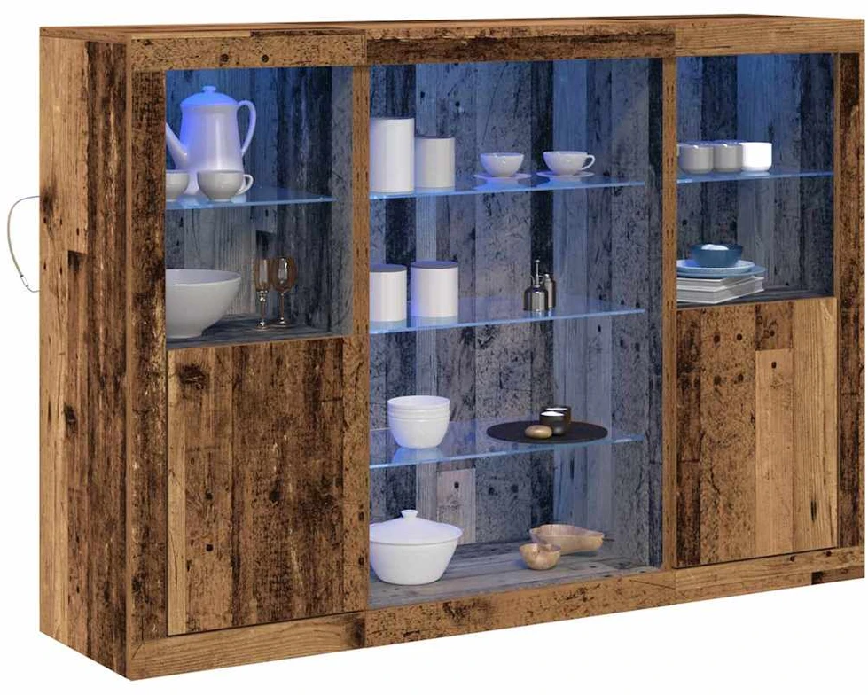 LED Bufetas Senas medis 142,5 x 37 x 100 cm Apdirbta mediena