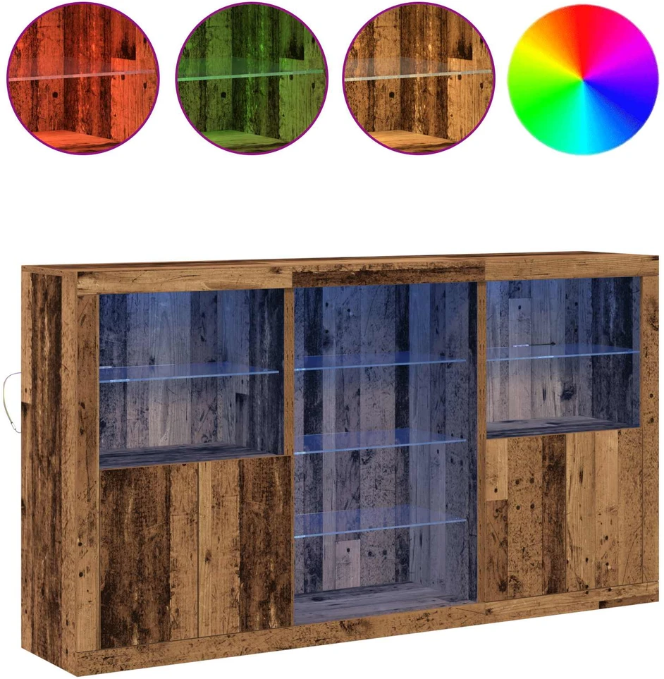 LED Bufetas Senas medis 181,5 x 37 x 100 cm Apdirbta mediena