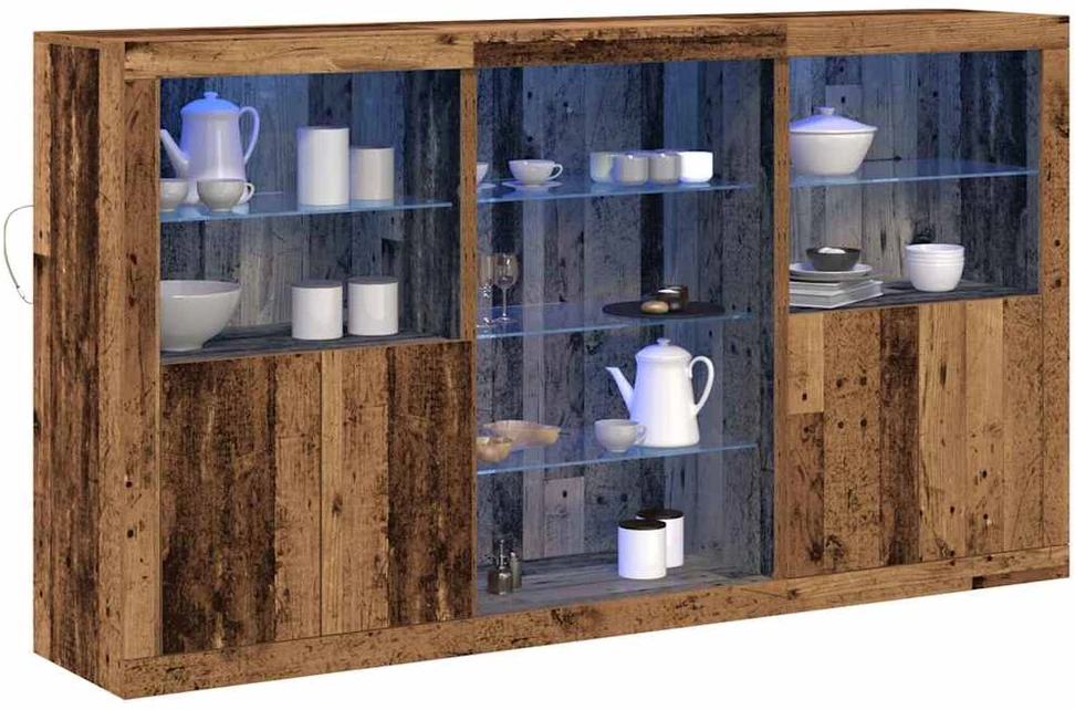LED Bufetas Senas medis 181,5 x 37 x 100 cm Apdirbta mediena