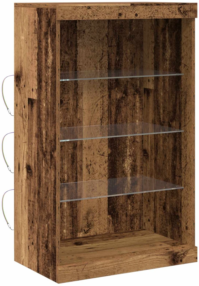 LED Bufetas Senas medis 60,5 x 37 x 100 cm Apdirbta mediena