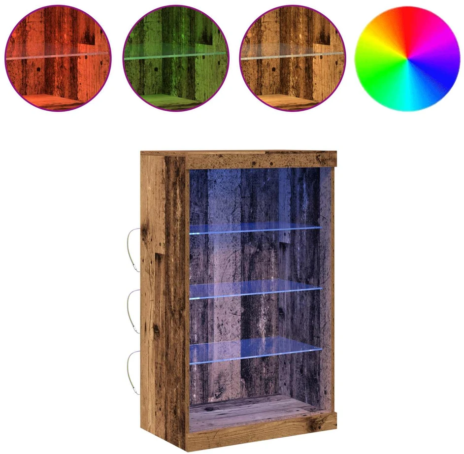 LED Bufetas Senas medis 60,5 x 37 x 100 cm Apdirbta mediena