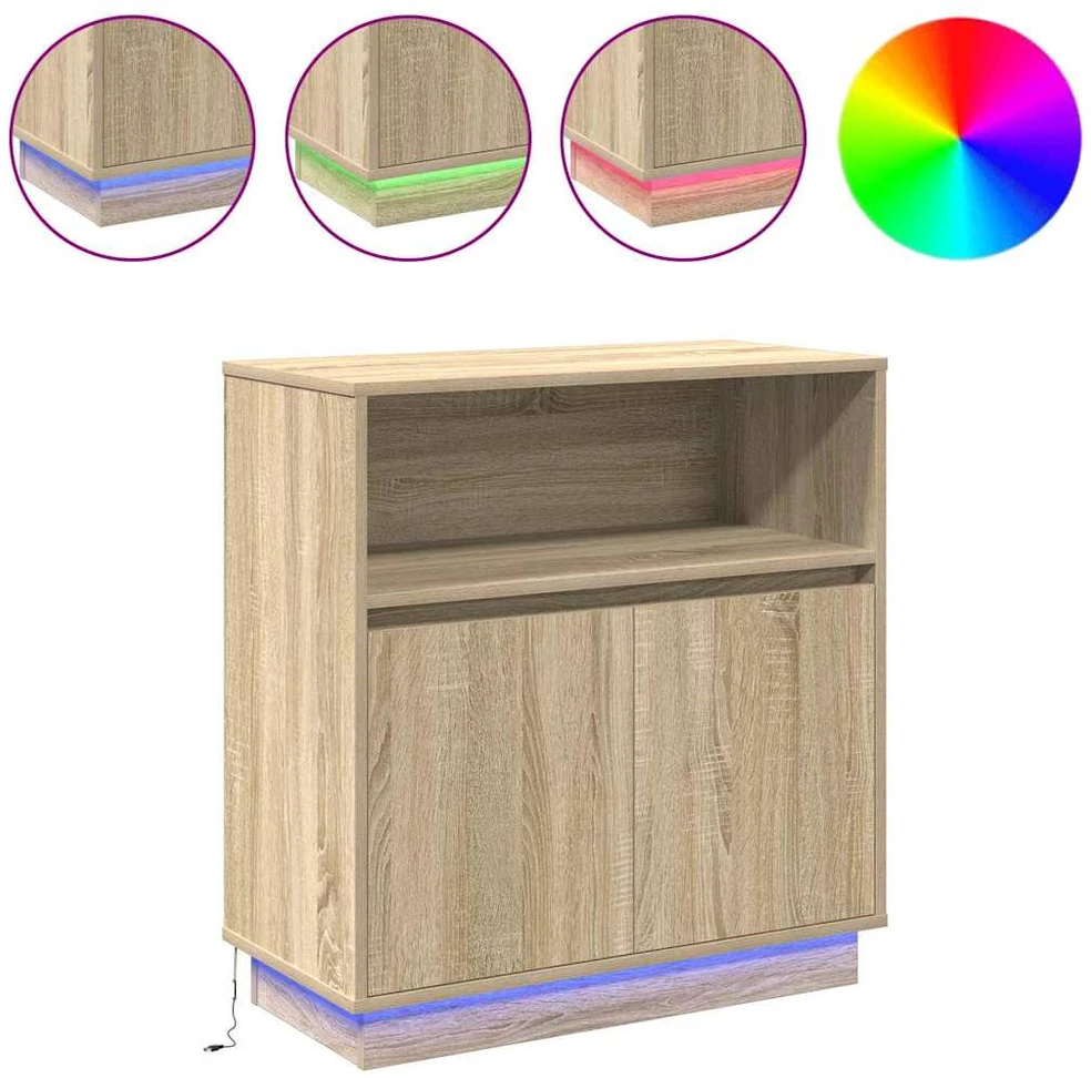 LED Bufetas Sonoma ąžuolas 71 x 34,5 x 75 cm Apdirbta mediena