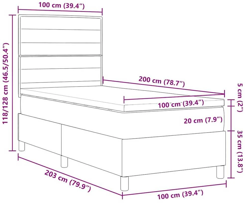 LED Čiužinio Lova su galvūgalio Juoda 100 x 200 cm audinys
