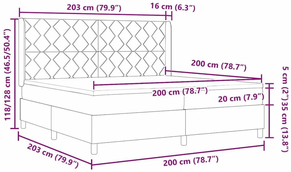 LED Čiužinio Lova su galvūgalio Juoda 200 x 200 cm audinys