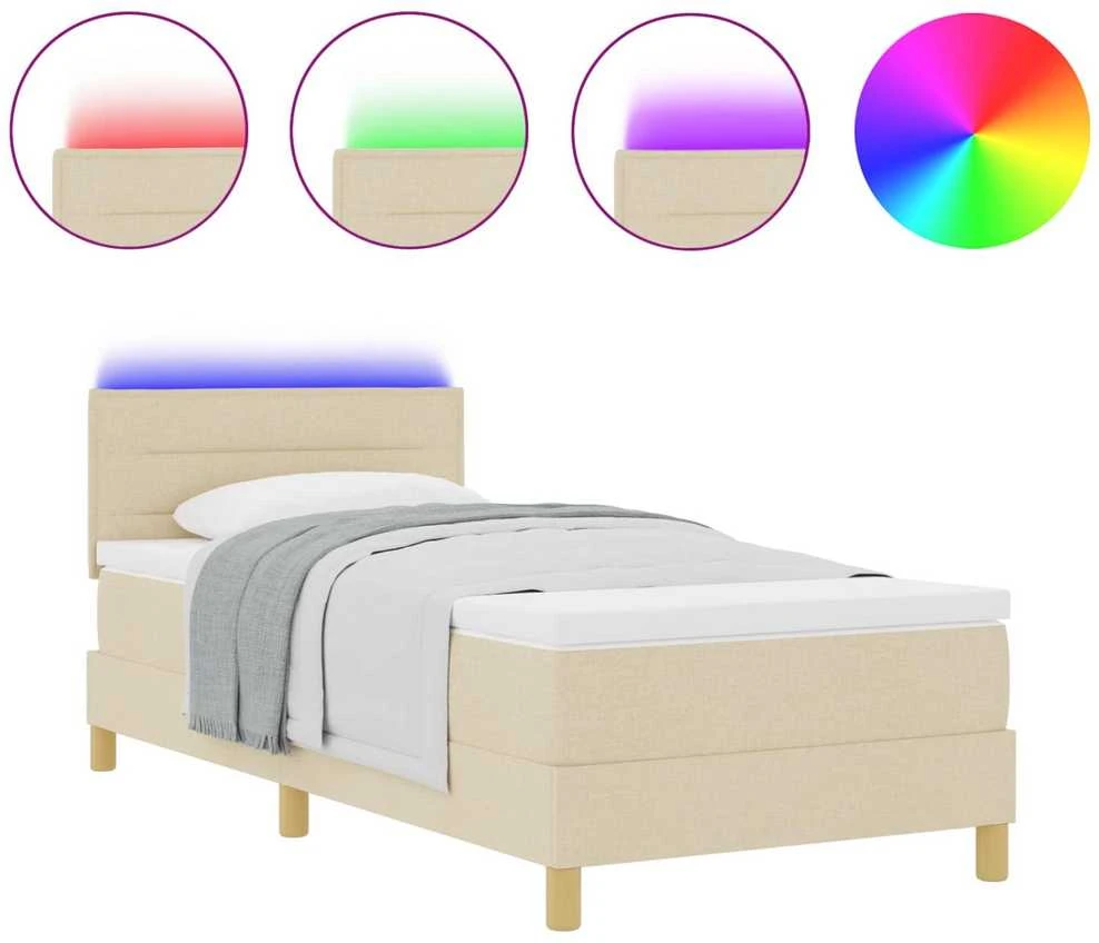 LED Čiužinio Lova su galvūgalio Kreminė 100 x 200 cm audinys